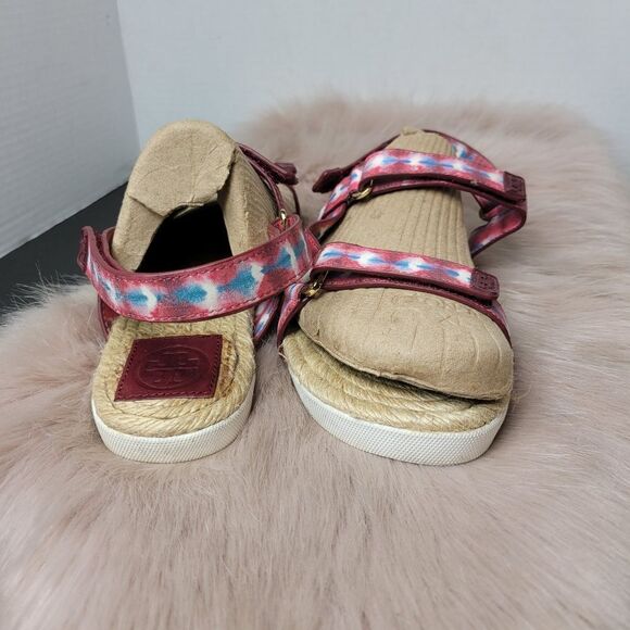 Tory Burch Sonda Flat Espadrille Hippie Tye Dye Leather Strappy Sandals Size 8 - Picture 7 of 9
